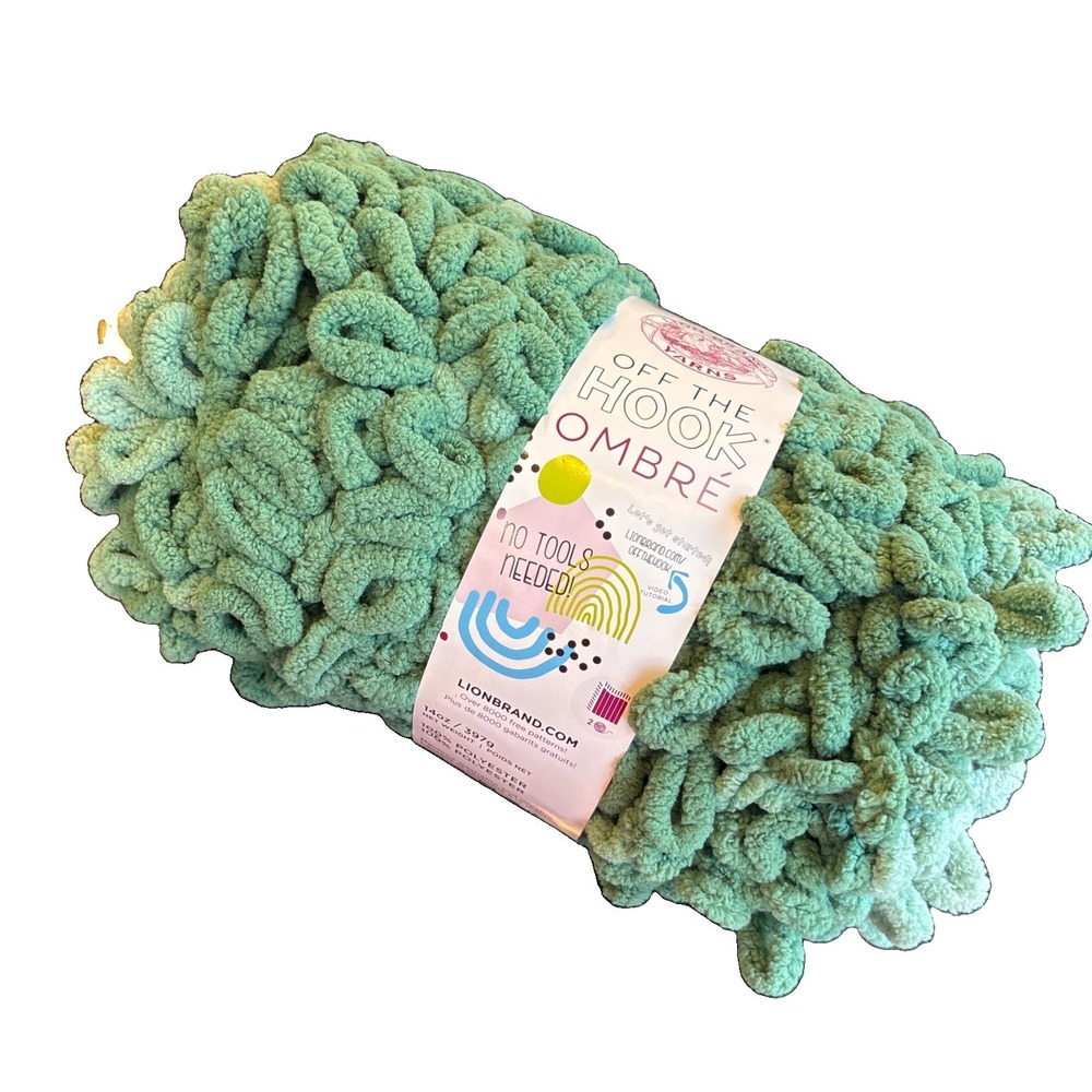 NEW Lion Brand Off The Hook Ombre Yarn Greenery 14oz.  skein